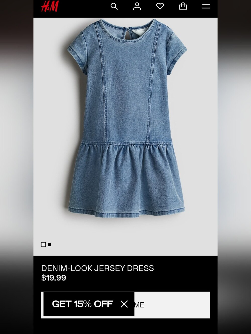 H&m Denim-Look Jersey Kids Dress - Light Blue